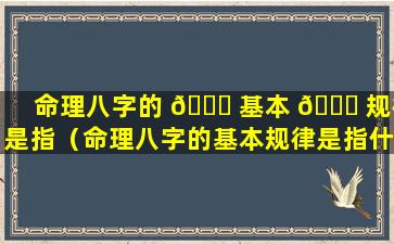 命理八字的 🐅 基本 🐕 规律是指（命理八字的基本规律是指什么意思）